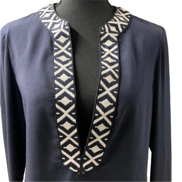 Tory Burch Ariana Navy Embroidered Tunic - Picture 5 of 8
